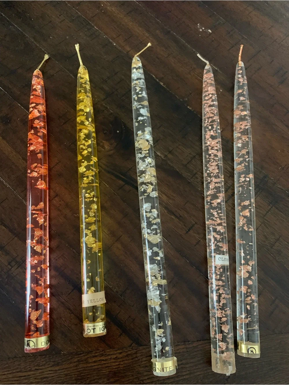 Gold Flake Taper Party Candles - Mixed Colors